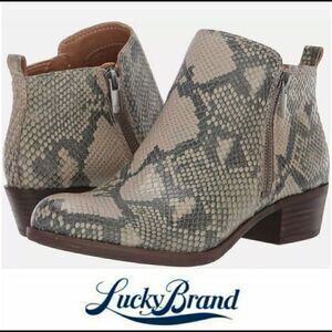 Lucky Brand Women's Basel Ankle Bootie Embossed Snake Print Size 6